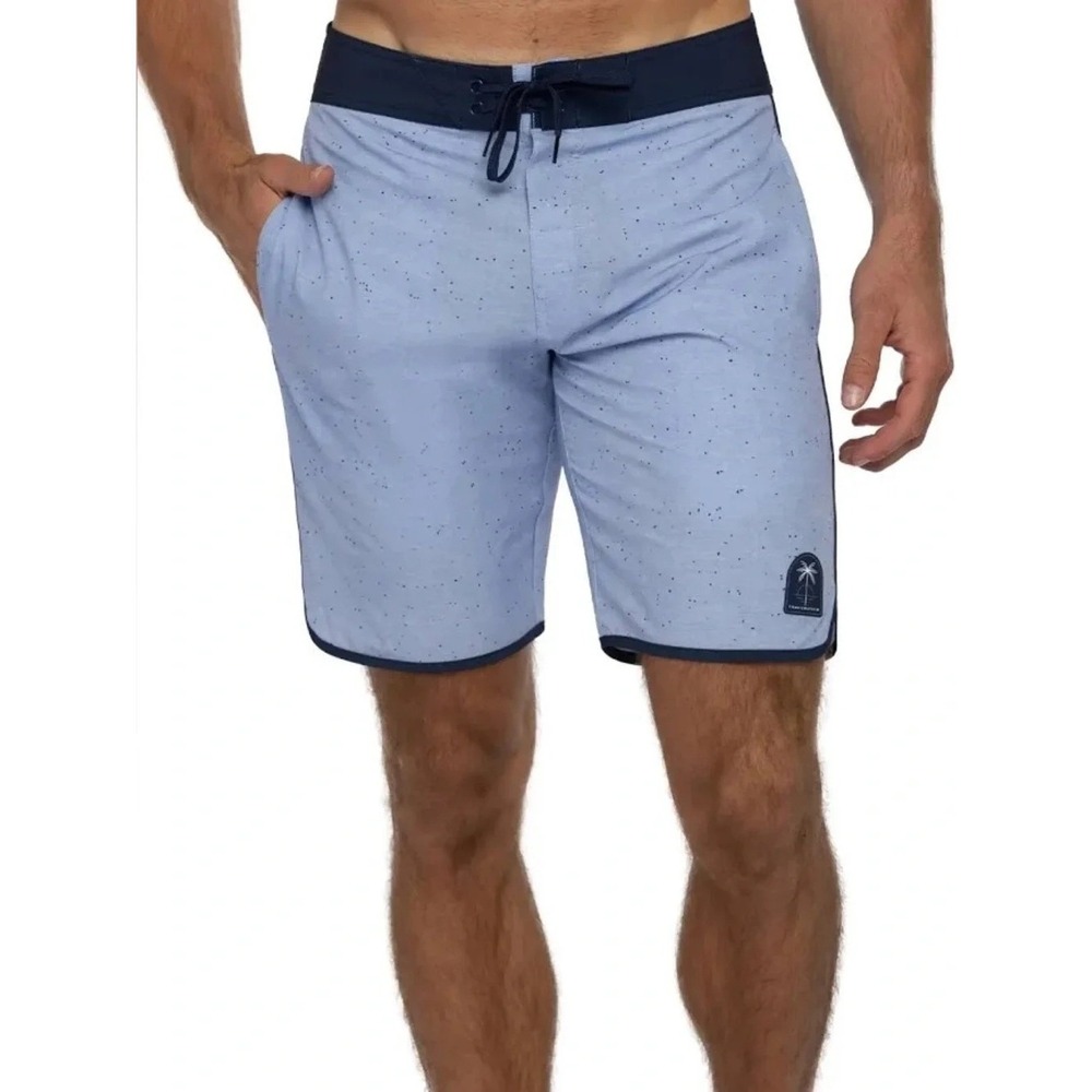 Travis Mathew Mens Eco Collection Heather Bel Air Blue Yucatan Board Shorts 40